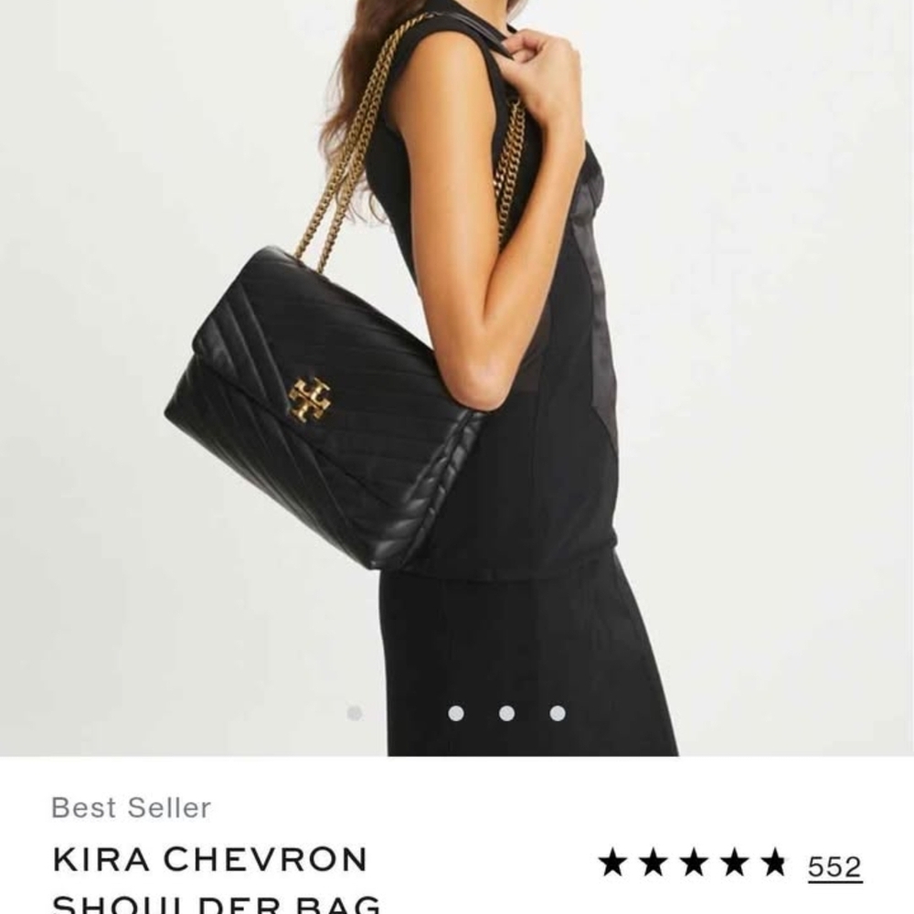 ​Tory Burch Kira Chevron Convertible Shoulder Bag - Black/Gold